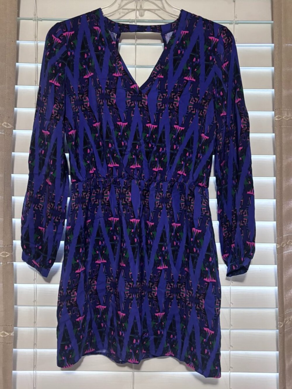 Amanda Uprichard 100% Silk Geometric Mini Dress